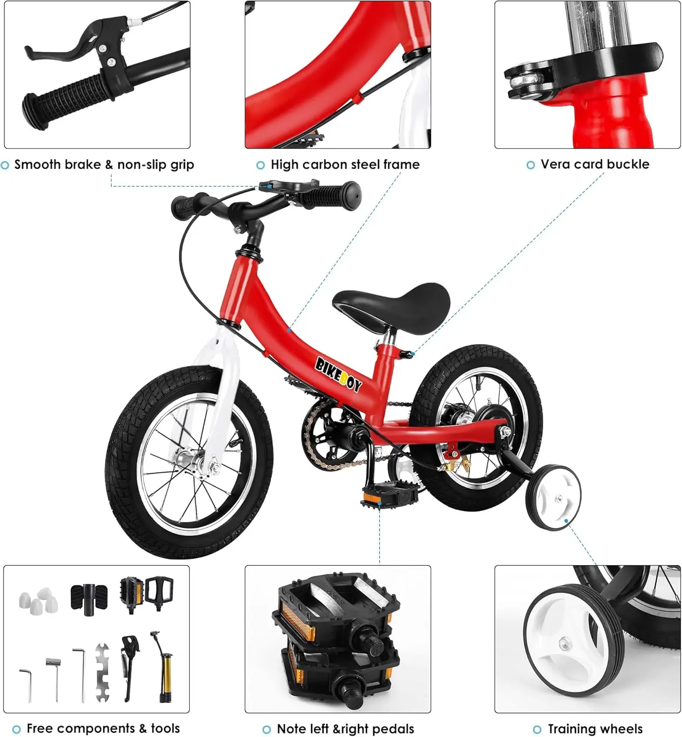 Balance Bike 2 in 1,The Dual Use of a Kids Balance Bike and Toddler Bike, for 2 3 4 5 6 7 Years Old -12 14 16 Inches with Traini