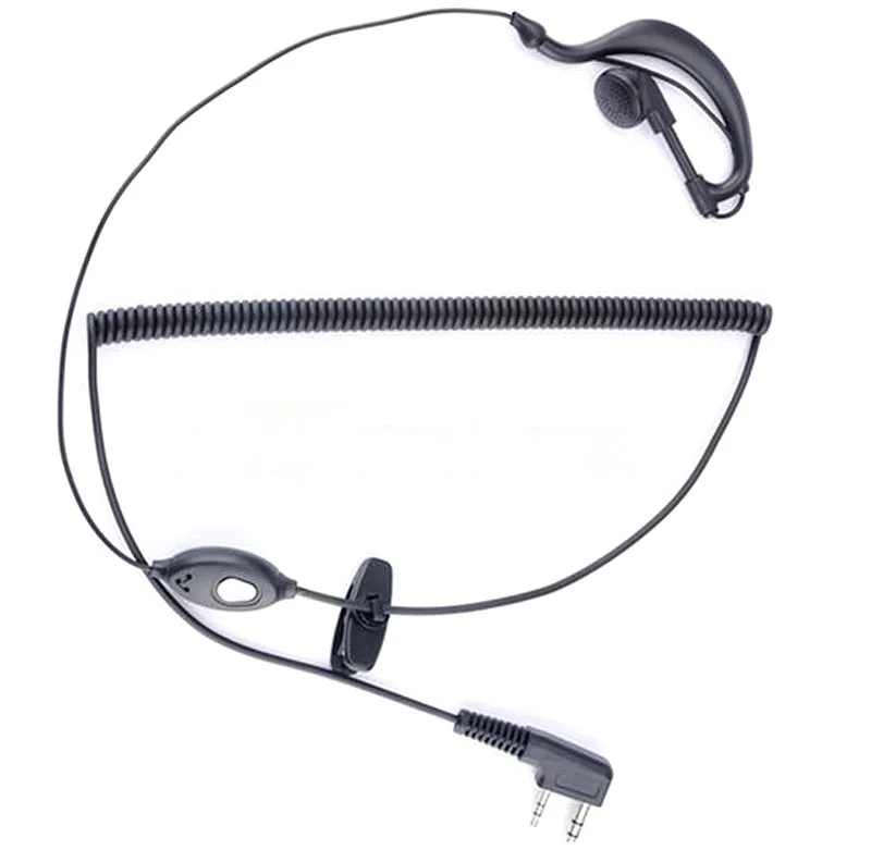 Baofeng UV-5R Two Way Radio 2 Pin Ear Hook PTT Mic Handsfree Flexible Earphone Microphone for 888s Kenwood HYT Walkie Talkie