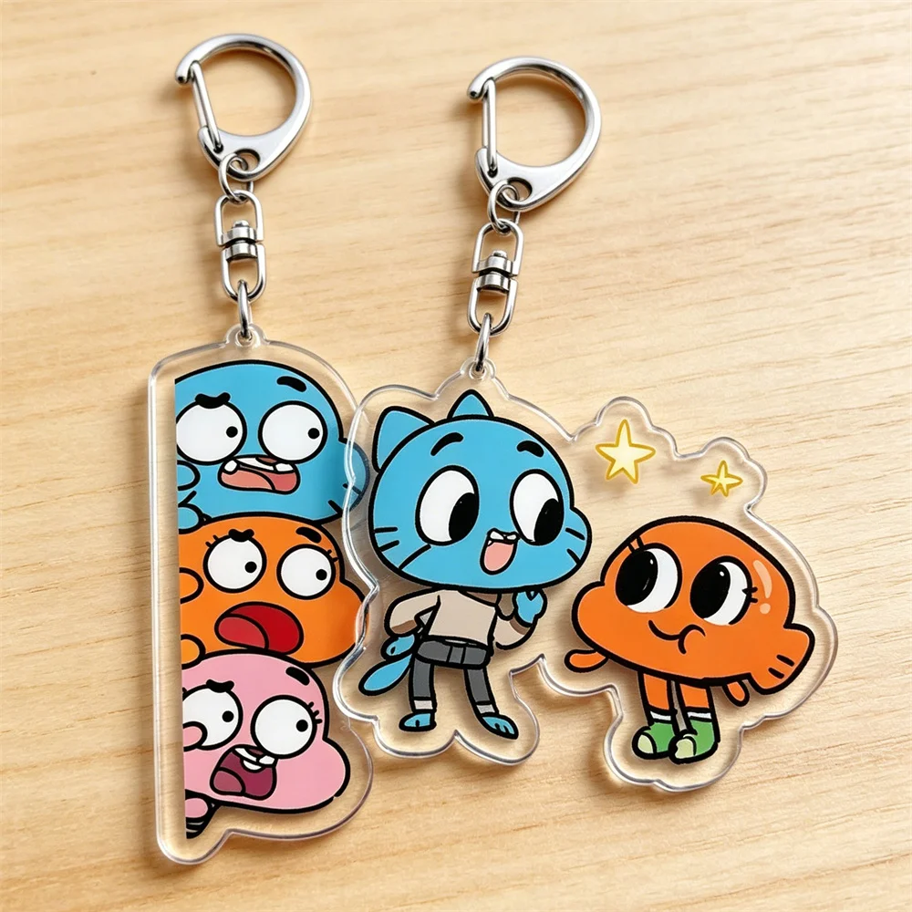 Hot Lovely Cartoon Gumball Watterson Keychains for Accessories Lovely Darwin Watterson Tawog Keyrings Jewelry Fans Friends Gifts