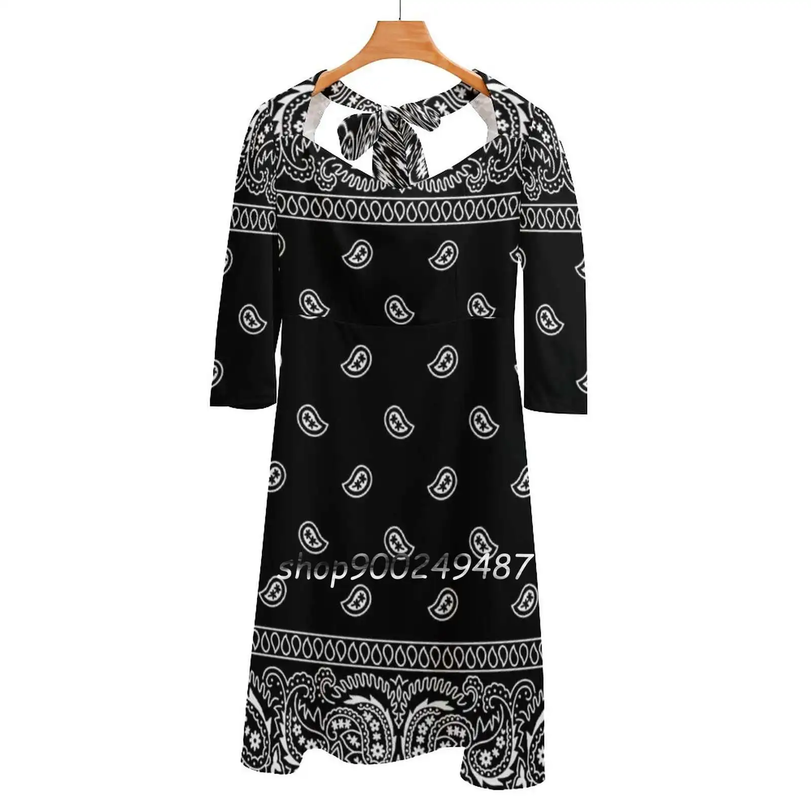 

Bandanna Black Square Neck Dress New Plus Size Elegant Women Waist Tight Dress Bandana Bandanna Western Gang Bandana Cowboy