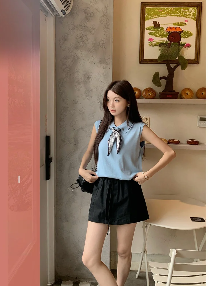 

Юбка А-силуэта с высокой талией, с эффектом утончения талии, повседневная, универсальная, женская короткая юбка в корейском стиле, для ежедневной носки, летняя мода