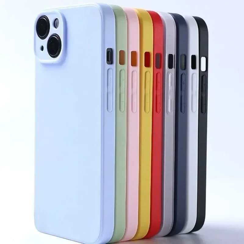 Phone Case for Iphone 14 Plus 13 12 Mini 11 Pro Max Xs X Xr 7 8 Candy Color Original Liquid Silicone Soft Protector Back Cover - náhled 2