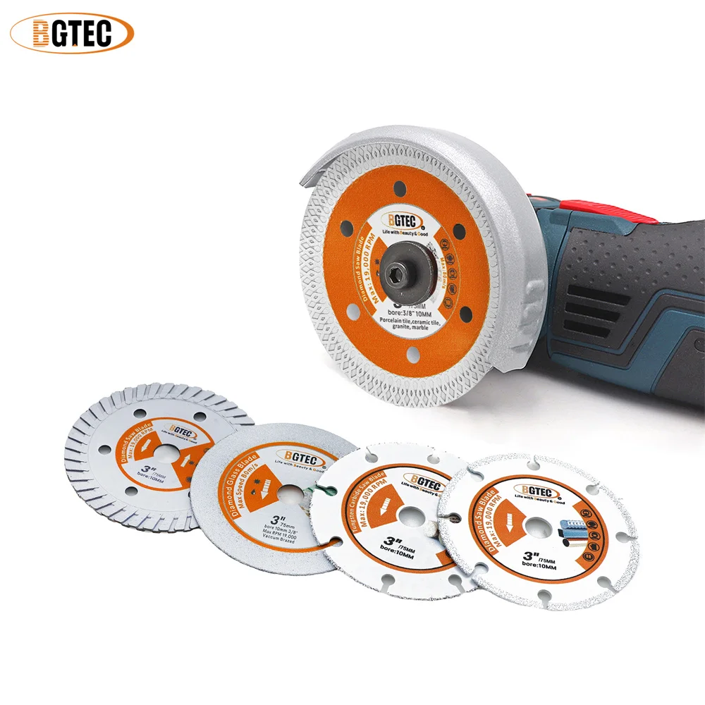 BGTEC 3inch 75mm Cutting Disc Wood Steel Concrete Granite Glass Tile Mini Angle Grinder Hand Tool Cut Plate Diamond Saw Blade