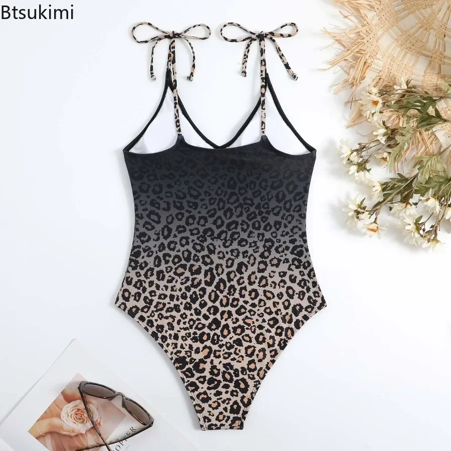 Maillot de bain une pièce imprimé léopard, décolleté en v plongeant, pour femmes, jupe de couverture, écharpe, batterie, ensemble bikini, vêtements de plage