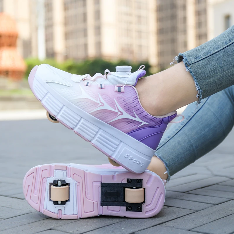 Roller Skating Men's And Women's Universal Double Row Roller Skates Casual Sneakers Fashion Outdoor Sneakers Boys Girls