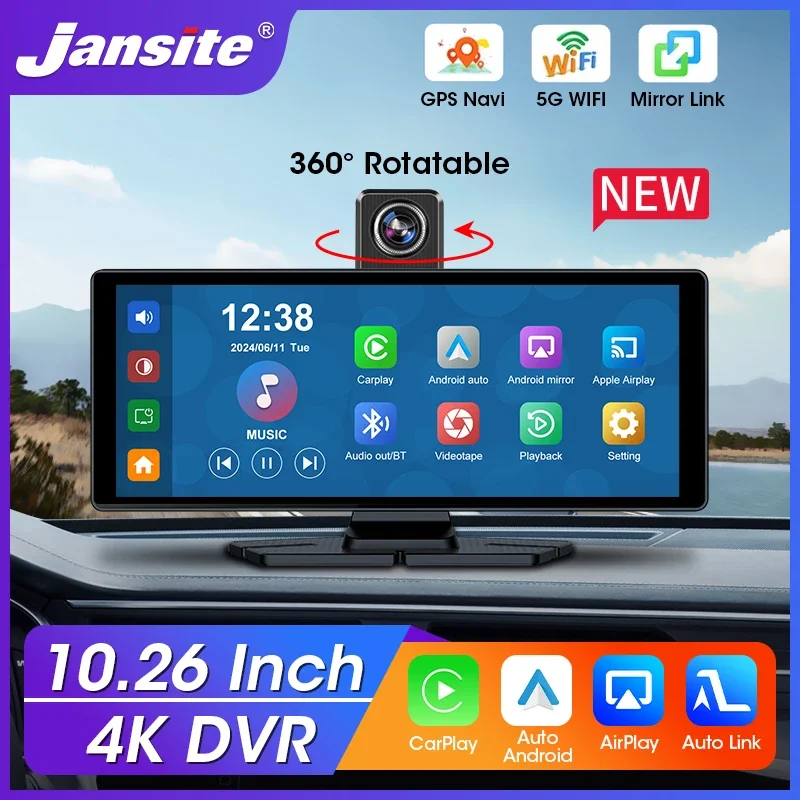 10.26'' Universal Portable Carplay Car Screen Wireless Carplay Screen Wireless Car Stereo Carplay Android Auto 4K Car Monitor