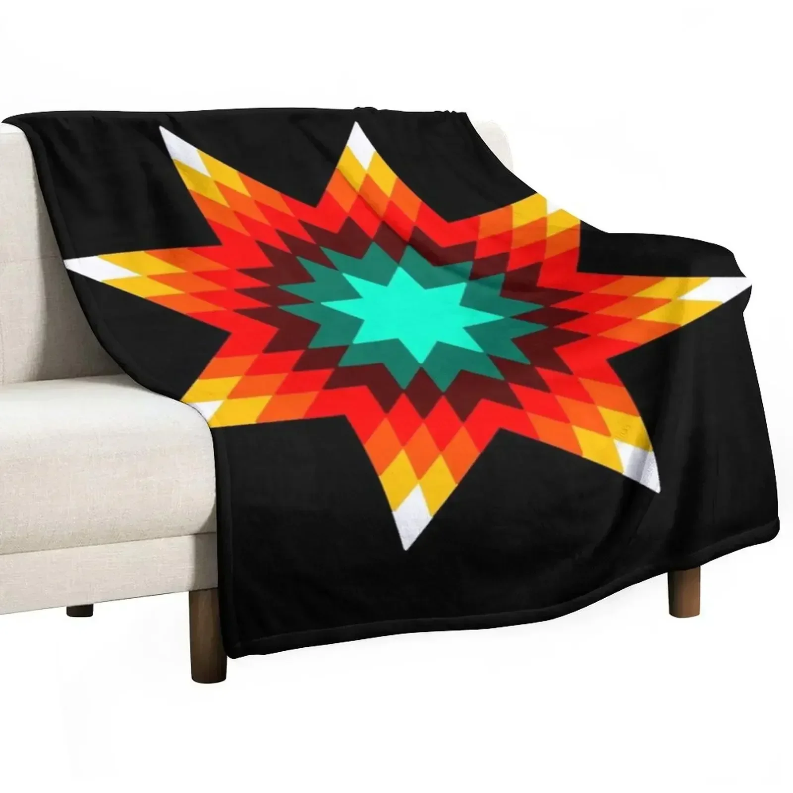 Star Quilt Pattern - Fire Colors Throw Blanket Soft Big Hair Sleeping Bag christmas gifts Softest Blankets