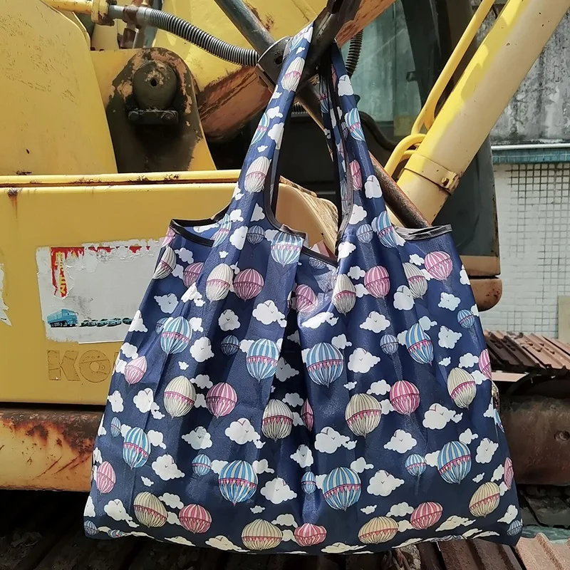 Sac de courses pliable écologique grande capacité, léger et portable, en tissu Oxford 210D, motif dessin animé, pour marché et courses