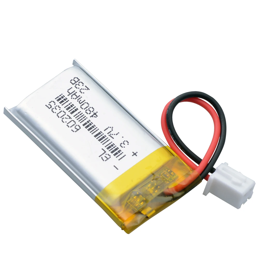 3.7 فولت 480 مللي أمبير 602035   JST 2.54 مللي متر 2pin ليثيوم بوليمر يبو بطارية قابلة للشحن ل MP3 DVD وسادة كاميرا مسجل المتكلم
