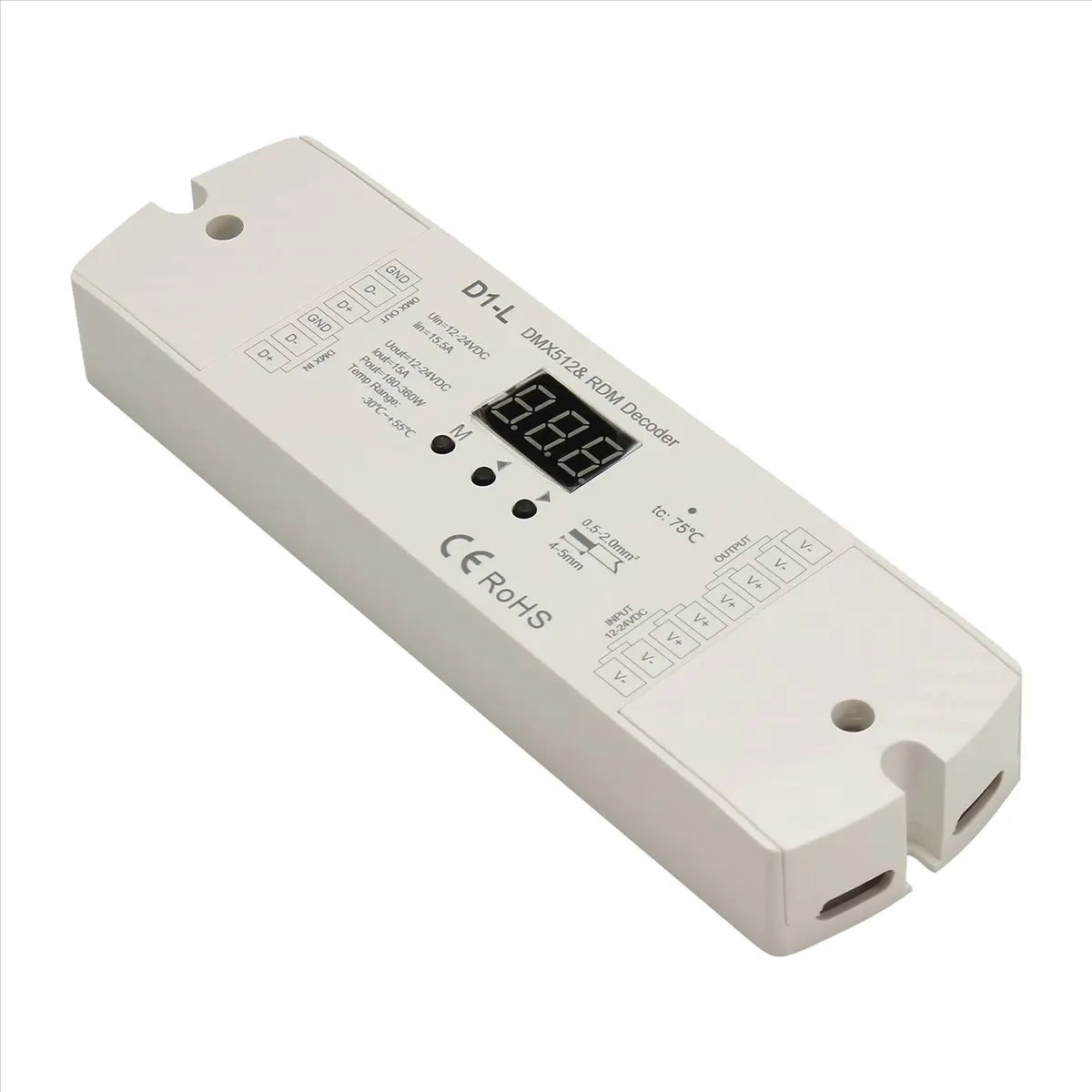 【HOT)A09R】 D1-L Monochrome DMX512 Decoder 1CHx15A 12-24VDC PWM Frequency Single Color Led Strip Controller Address By Buttons