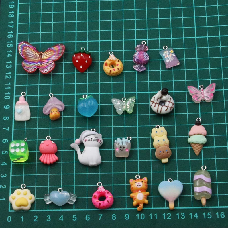 10Pcs 37 Styles Mix Fruit Animals Popsicle Candy Resin Earring Charms Diy Findings Keychain Bracelets Pendant For Jewelry Making