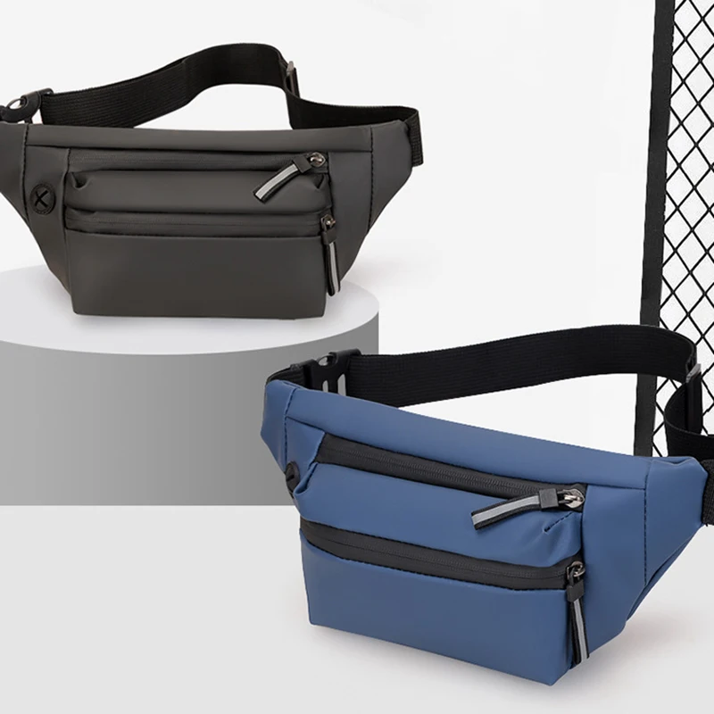Men Multifunctional Chest Bag Business Waist Pack Outdoor Sport Tote Travel Shoulder Bags with Earphone Hole Portable Fanny Pack