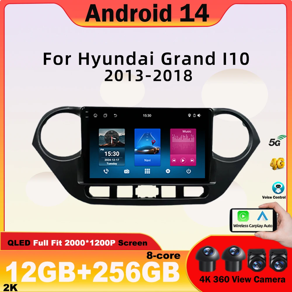 

Автомобиль Android 14 для Hyundai Grand i10 2013-2018 авто Carplay Мультимедийный монитор Экран Стерео Радио Видеоплеер Автомобильная навигация