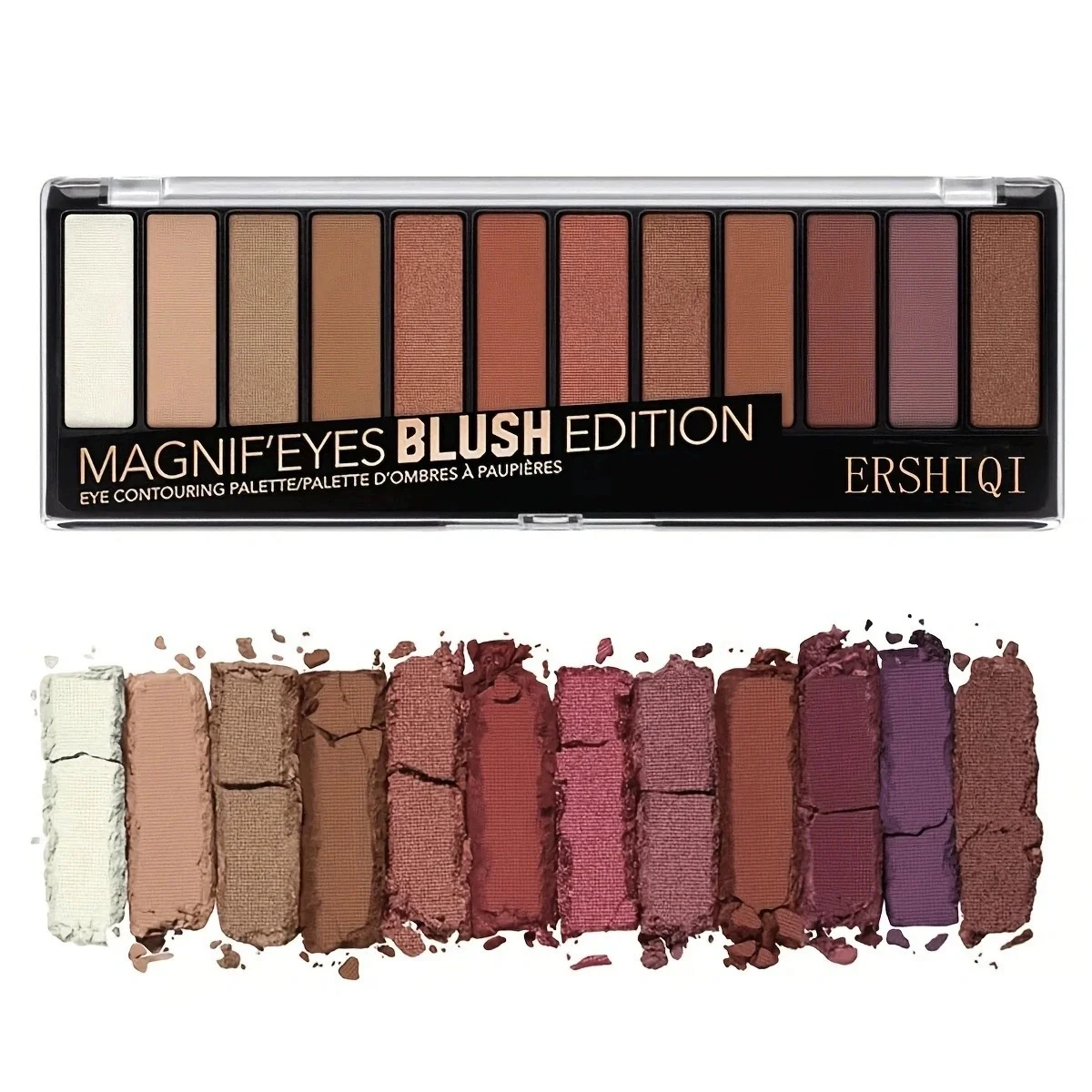 Tägliches Make-up, 12-Farben-Lidschatten, perlmuttartiger, mattschimmernder Lidschatten, superfeuerige Lidschattenplatte, einfach zu färben und dauerhaft