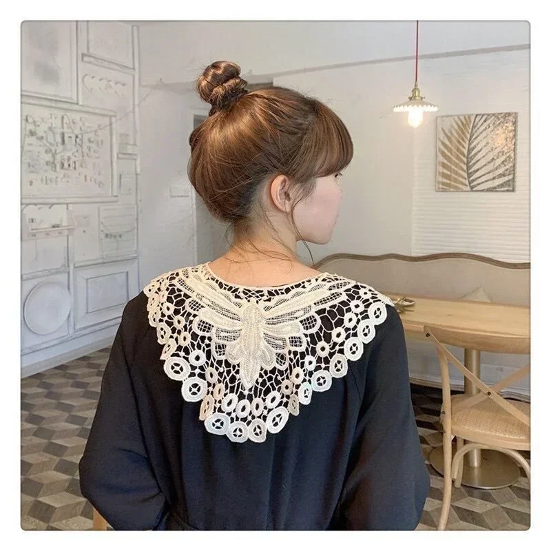 Lace Knitted Crochet Hollow Fake Collar Women Small Shawl Decorative Fake Collar Women Clothes Accessories Detachable Collar