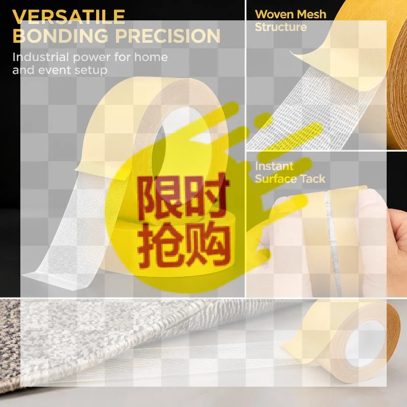 Extra Powerful Double Sided Adhesive Super Strong Double Sided Tape Non-slip Waterproof Translucent Mesh Tape Kitchen Bathroom