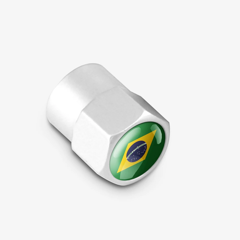 4pcs/set Car Motorcycle Bicycle Automobiles Wheel Tire Valve Caps Dust Cover metal Brazil national flag emblem car accessories