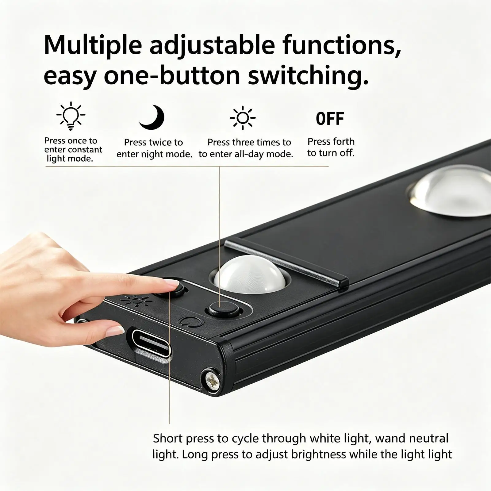 Motion Sensor Closet Light Rechargeable Cordless 3-level 0.9W Indoor Motion Sensor Closet Lights For Kitchen Corridor Utility