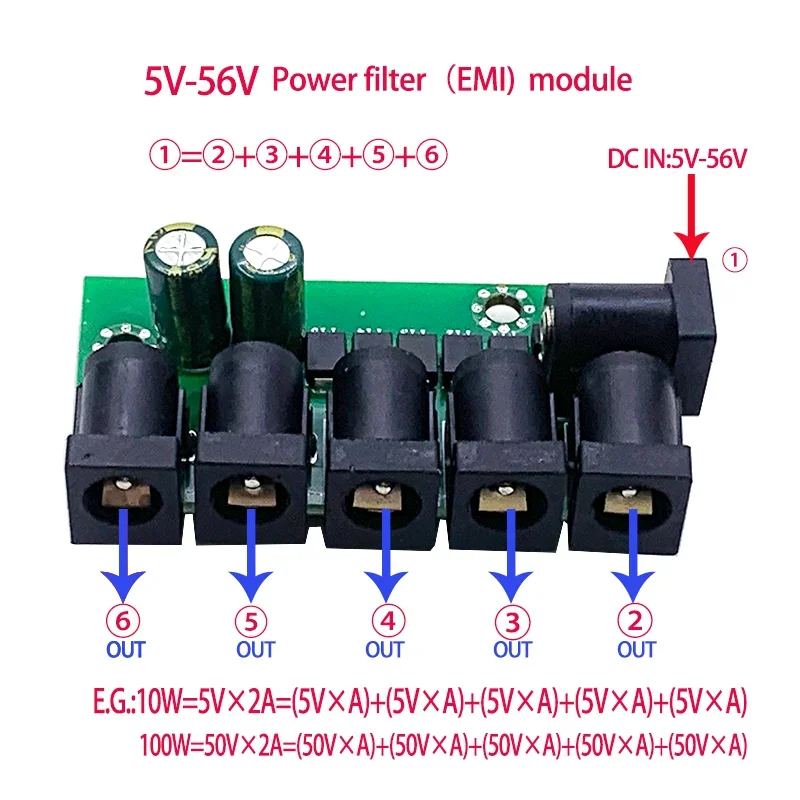 O divisor do poder 5v-56v, emi antiparasitário, melhora a estabilidade e a estabilidade do circuito