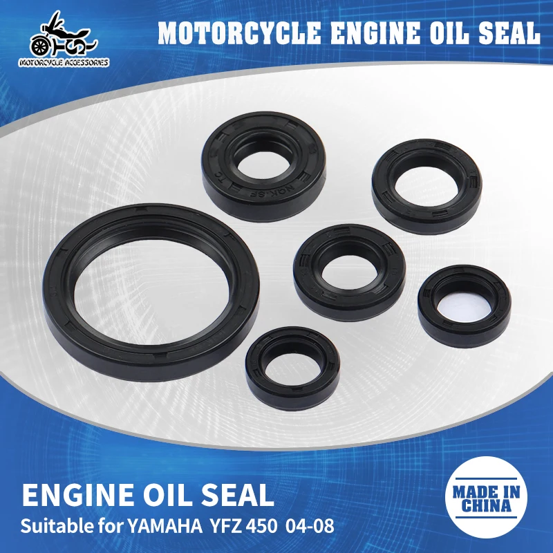 

SJ Motorcycle Rubber Sealing Gasket Full Set For Yamaha YFZ450 2004 2005 2006 2007 2008 Engine Shift Crankshaft Oil Seal 6-piece