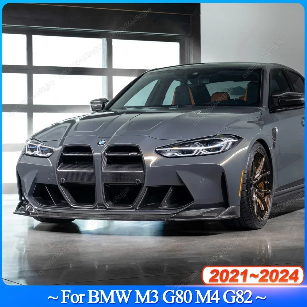 

3Pcs For BMW M3 G80 M4 G82 2021-2024 Front Bumper Spoiler Lip Carbon Look/Gloss Black Car Lower Splitter Lip Protector Kit