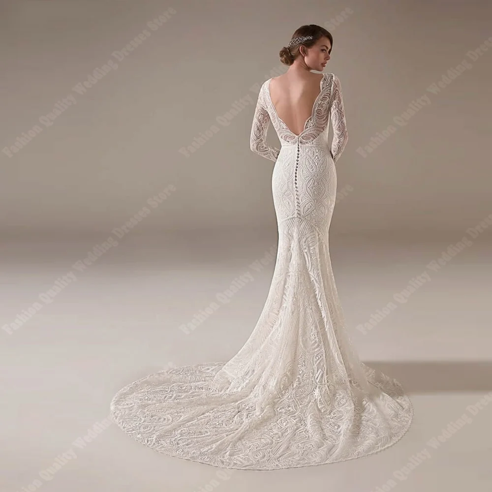 Vestidos de noiva em V profundo para mulheres, tule clássico brilhante, vestidos de casamento, sereia graciosa, princesa do casamento, sexy, 2024