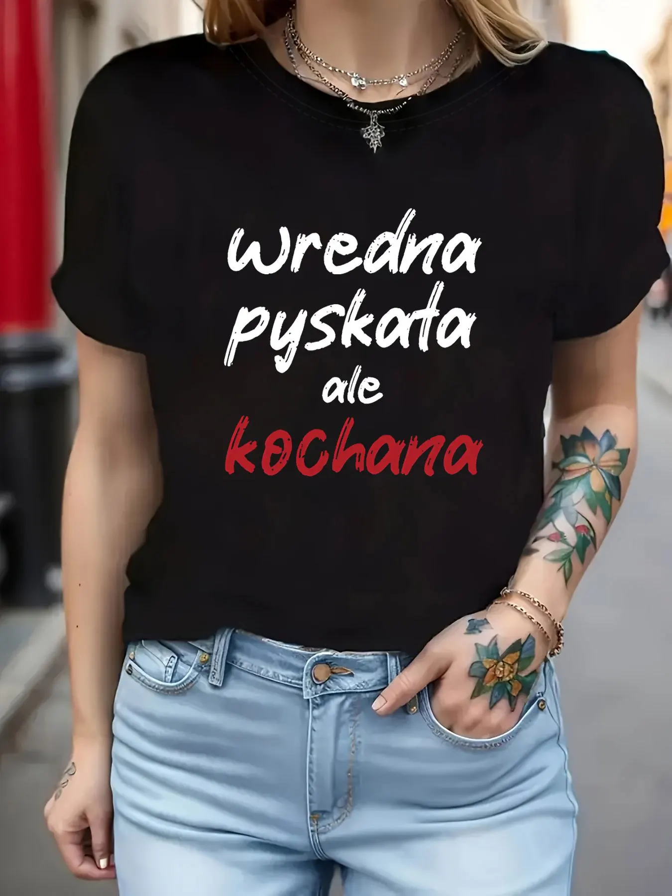 Bad-Tempered and Pouty Yet Very Charming Women's Round Neck Short-Sleeve T-Shirt with Text Print Graphic T Shirt Clothes Female