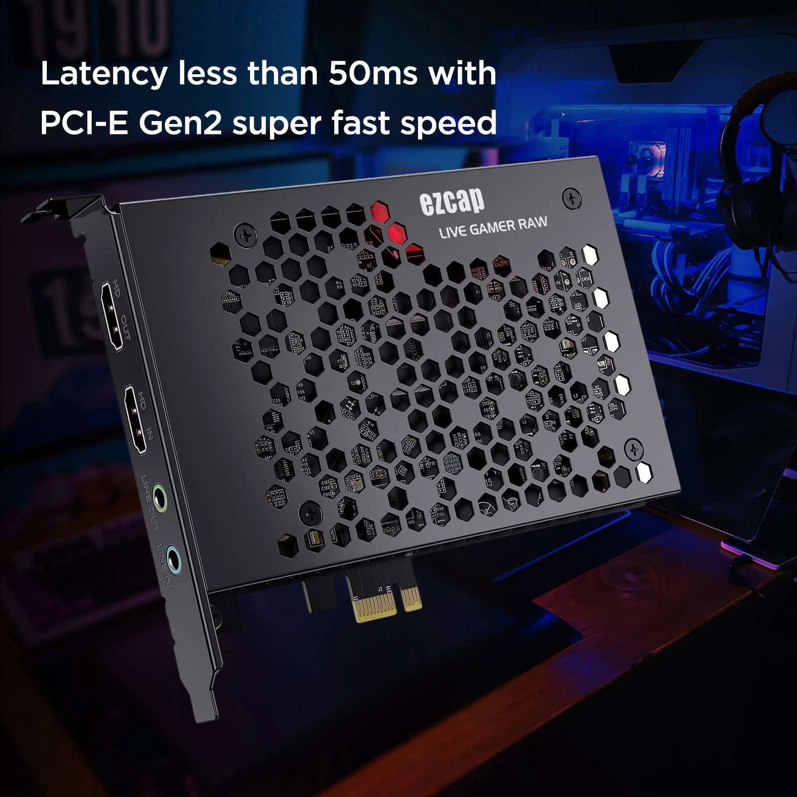 بطاقة التقاط الفيديو من Ezcap324B ، بطاقة التقاط الفيديو PCIE 4K الخام ، سجل وبث مباشر لأنظمة الألعاب وكاميرات الفيديو