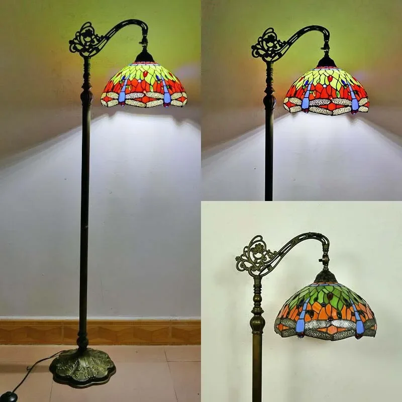 Tiffany Stained Glass Floor Lamp Nordic Living Room Sofa Bedroom Modern Minimalist Fishing Lamp Standing Lamps for Living Room