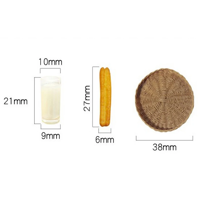 نموذج مصغر لحليب الصويا وأصابع العجين المقلية للإفطار، طعام محاكاة لبيت الدمى، إكسسوارات ألعاب للأطفال