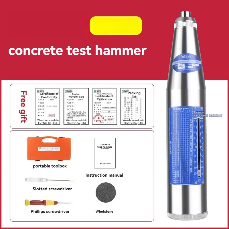 Digital Display Concrete Rebound Hammer, Masonry Mortar & Brick Strength Tester for Civil Engineering Inspection