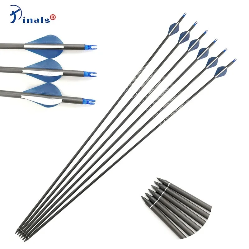 

Pinals Spine 300-600 ID6.2mm Pure Carbon Arrows Shafts for Recurve Compound Bow Longbow Archery Shooting