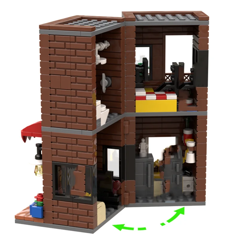 Moc tijolos de construção marrom avermelhado casa modelo tecnologia cidade rua vista bloco brinquedo diy montagem presentes do feriado natal