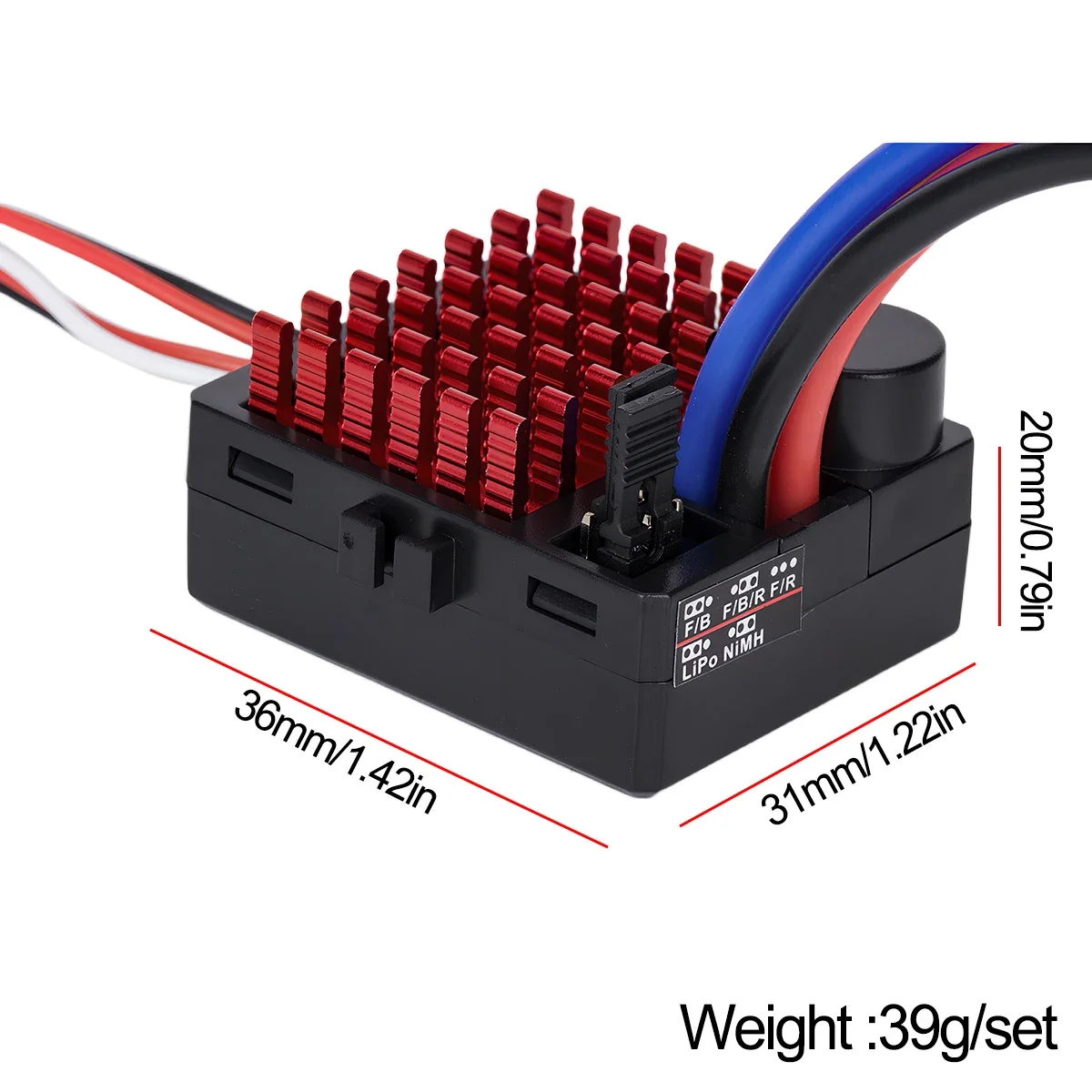 SCX10 TRX4 1/10 Wasserdichter 60A Bürsten-ESC – Drehzahlregler für RC Car Truck Boat CC01 TF2 D90 MST CFX – Detail 5