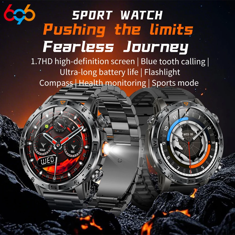 

Новые спортивные умные часы SOS с синим зубом для занятий спортом на открытом воздухе, фонарик 1000 мАч, IP68, водонепроницаемые, умные часы для здоровья, компас, мужской подарок