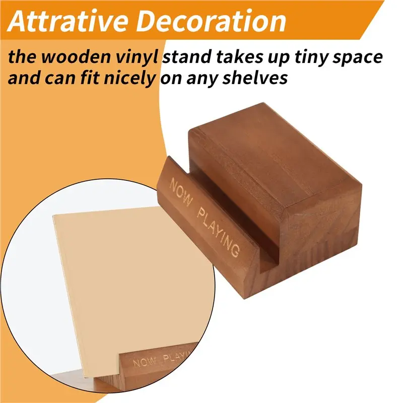 ABMI-1 PCS Wooden Vinyl Record Holder Tabletop Now Playing Album Cover Holder Display Stand,