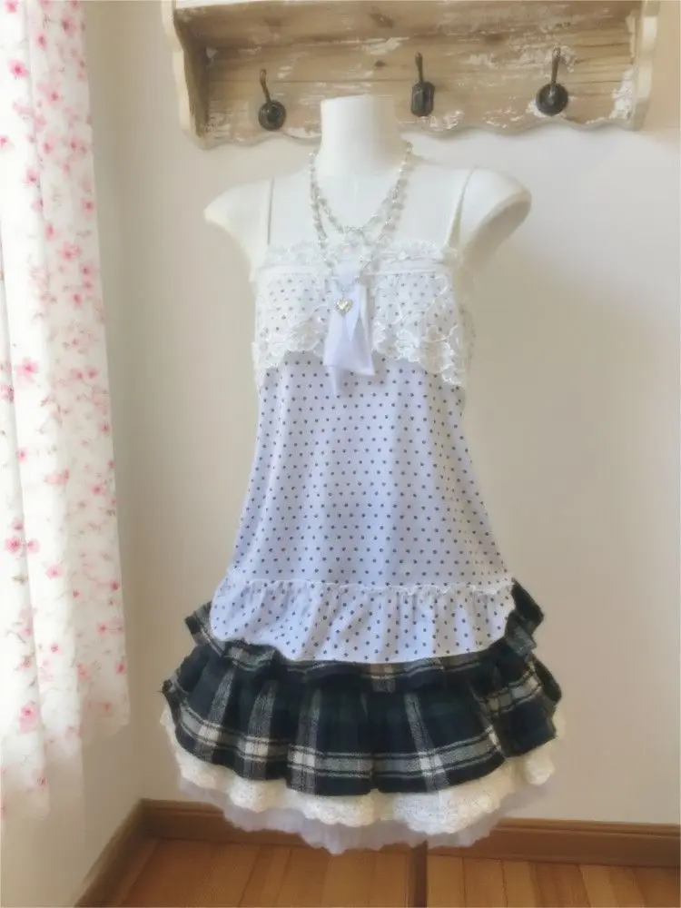 

New Vintage Slim Elegant Women 3 Piece Set Sweet Hepburn Polka Dot Sling Short Skirt Suit Female Casual Lace Design Retro Outfit