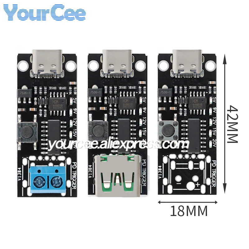 5pcs/1pc Type-C PD Decoy Module IP2721 PDC004 PD2.0 PD3.0 to DC Trigger QC4 Charger 9V 12V 15V 20V PDSink Fast Quick Charger