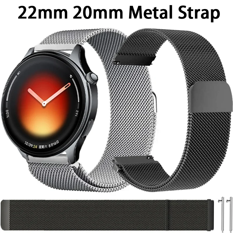 22/20mm Metallarmband für Xiaomi Watch 5/S5-4-3-2 Farbe 2 Milanaise Atmungsaktives Armband für Oneplus Watch Lite für Realme Watch 5/S