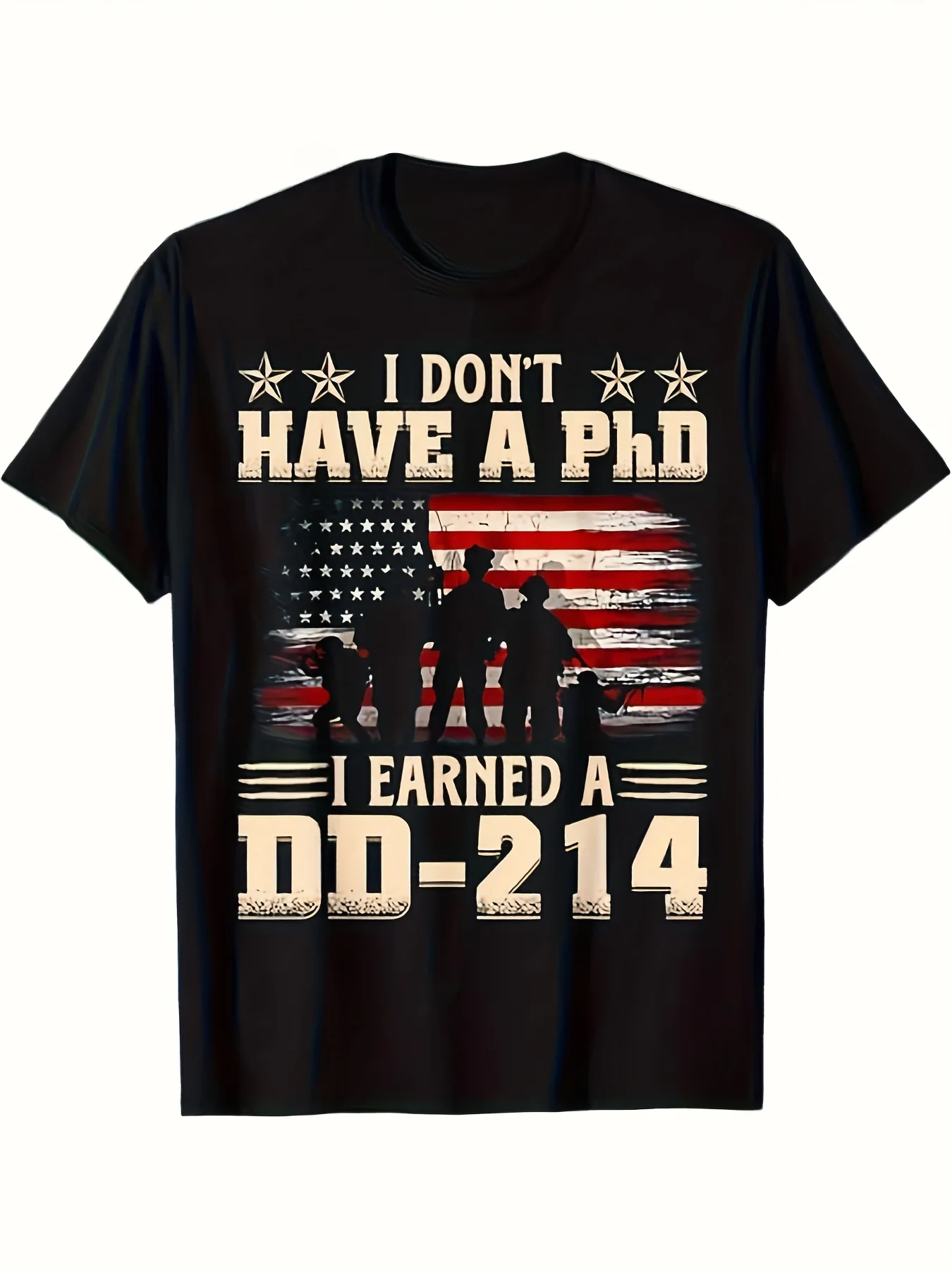 DD-214 Retro Flag T Shirt I Don'T Have A Phd I Earned A DD-214 Retro Flag USA T Shirt 100% Y2K Street Retro Gifts for Family Men'S T-Shirtsame Style for Men And Women 2025 Summer Short-Sleeved Printed T-Shirt Pure 220G