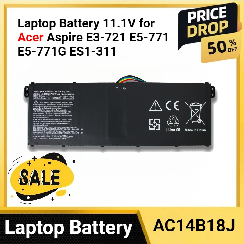 

AC14B18J Laptop Battery 11.1V for Acer Aspire E3-721 E5-771 E5-771G ES1-311 511 B115-M AC14B13J V3-111 Chromebook C810 C910