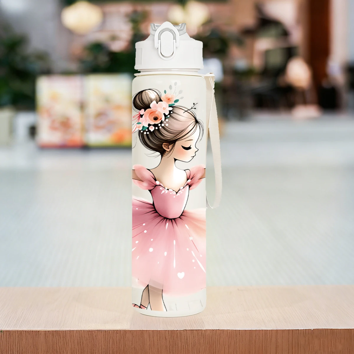 Ballerina Print 750ml Sports Water Bottle Leak-Proof Portable Cup for Outdoor Travel Fitness - view 4