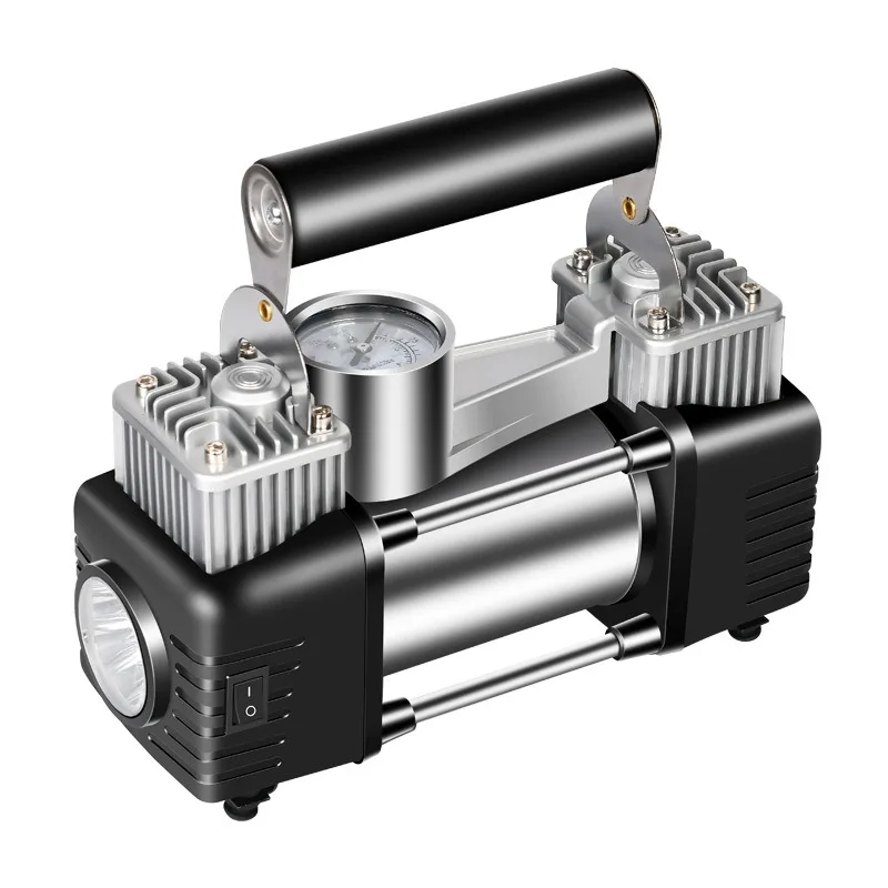 50W Dual Cylinder Car Air Compressor, 80 Cylinder Portable Tire Inflator, Multi-Function Auto Stop Electric Air Pump for Cars