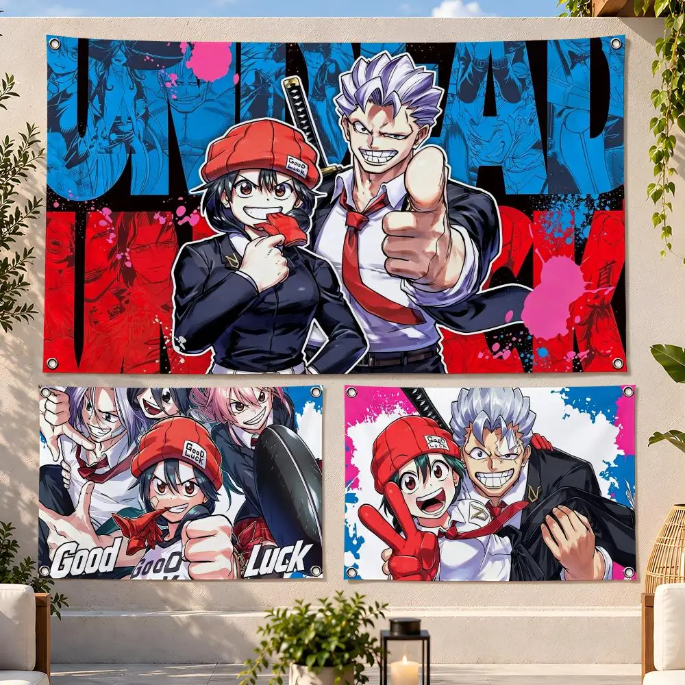Anime Shonen Action Undead Unluck Flags Fan Flag Banner Wall Hanging Outdoor Yard Camping Dorm Garage Party Home Decor Gift