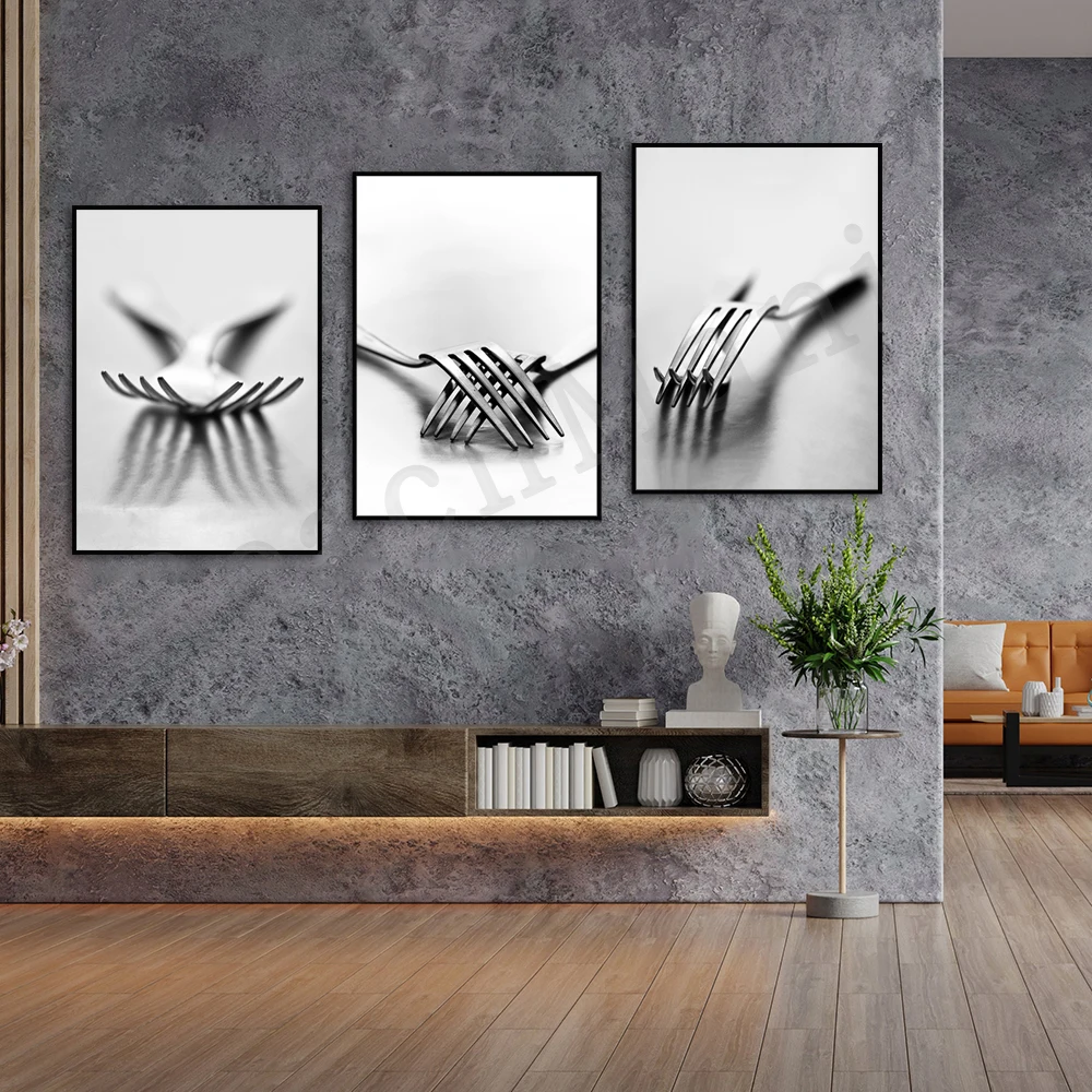 Kitchen Decoration Forks Black and white Photography Prints Gallery Wall Art Home Decor Still life