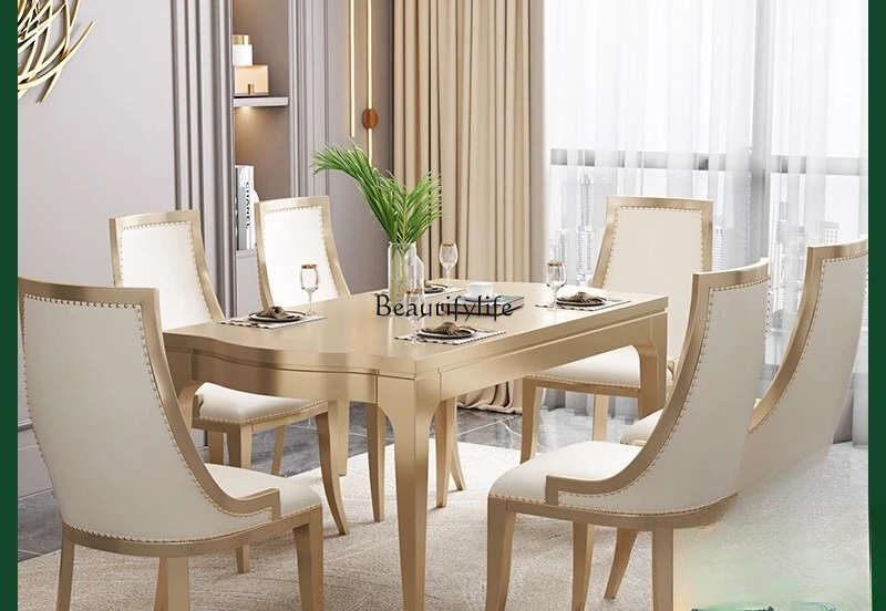 American light luxury post-modern simple luxury rectangular all-solid wood dining table