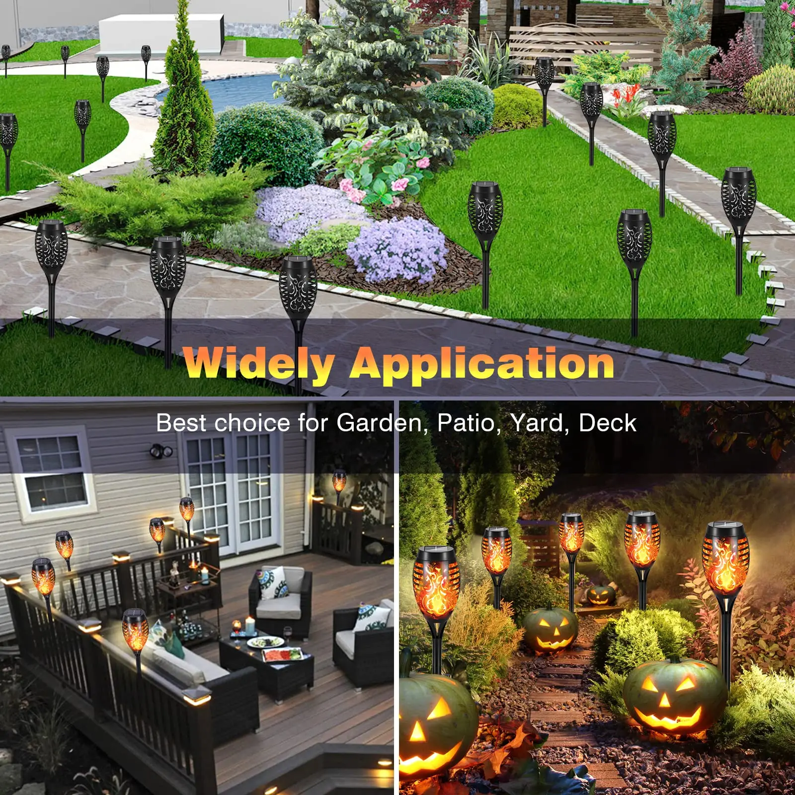 6pcs 12LED Solar Flame Light Outdoor,Waterproof 12LEDs Torches Solar Torch Light Landscape Lamp for Outdoor  Garden Yard,Decor