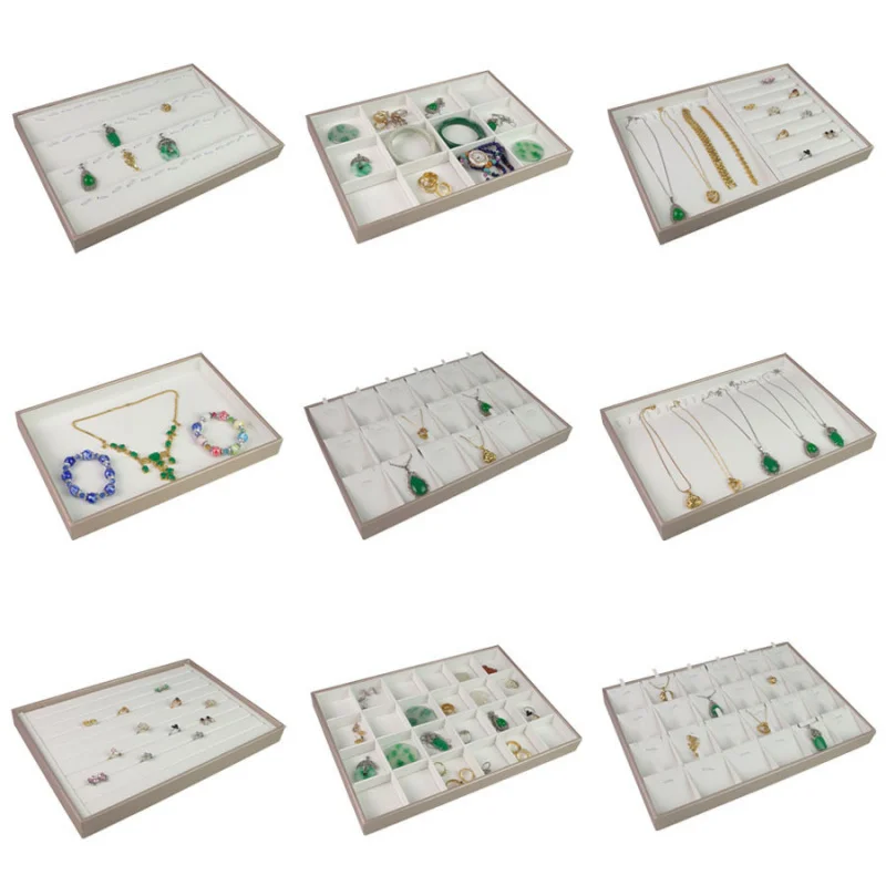 [حامل عرض للمجوهرات] فرشاة الشمبانيا الجلدية علبة عرض المجوهرات قلادة حلقة سوار أقراط قلادة مجوهرات Wenwan