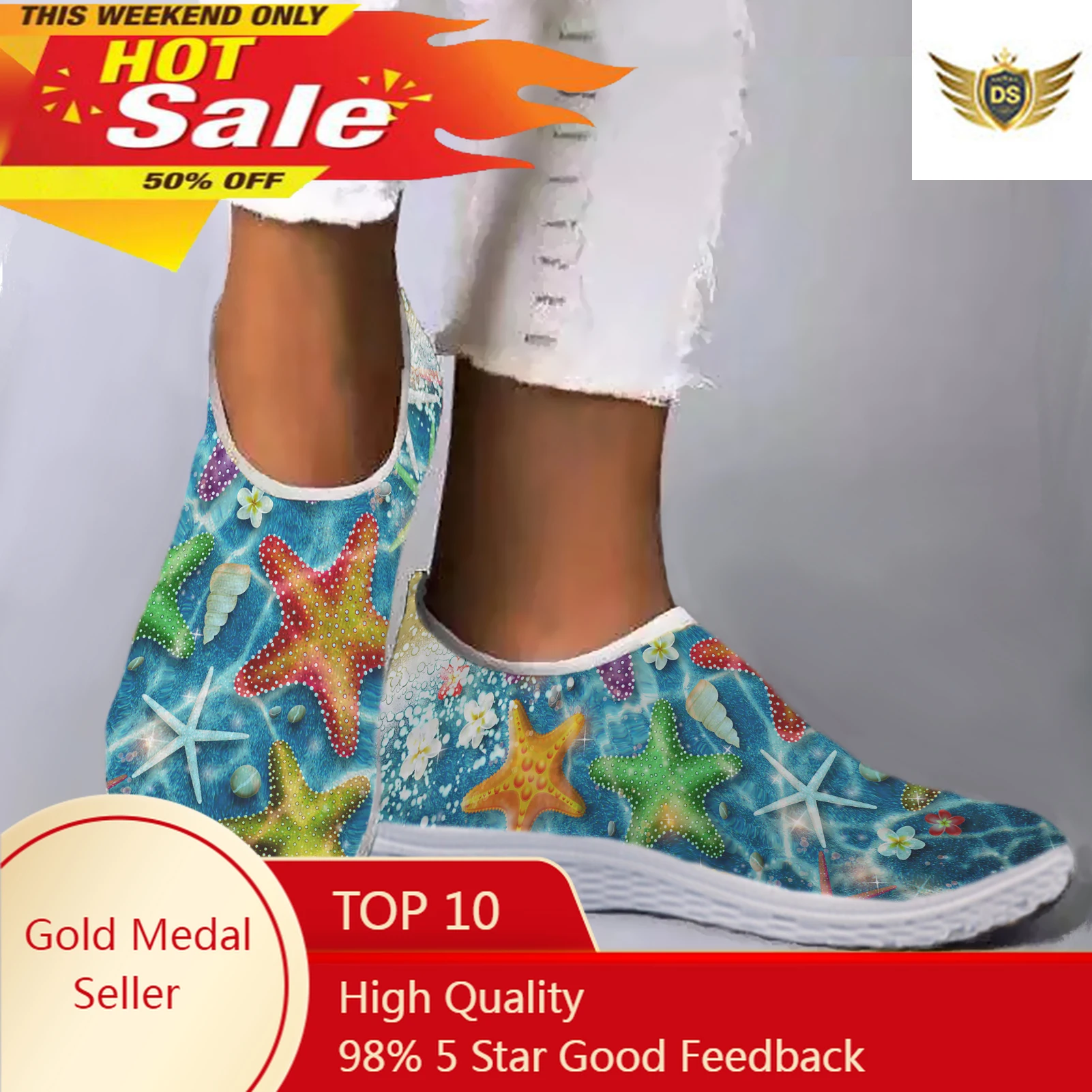 Moda Undersea Starfish stampa scarpe leggere per il tempo libero nuove scarpe Slip On da donna Comfort Sneakers Casual Zapatos