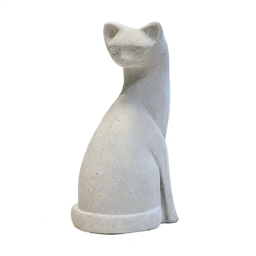 Geometric Cat Statue Minimalist Geometric Cat Ornament Durable One-piece 3d Printed Sculpture Modern Kitty Decor for Home Office